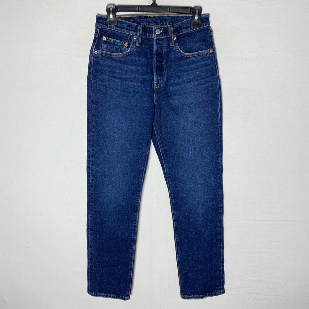 Levi’s 501 Classic Med Dark Wash High Rise Button Fly Straight Leg Jeans 27